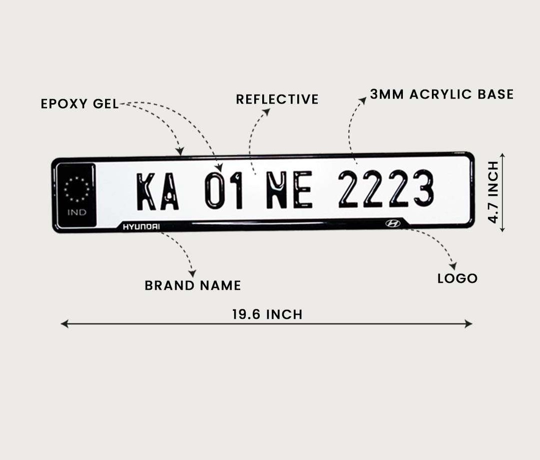 Hyundai Car Premium Reflective 3D Gel Number Plate - Image 2
